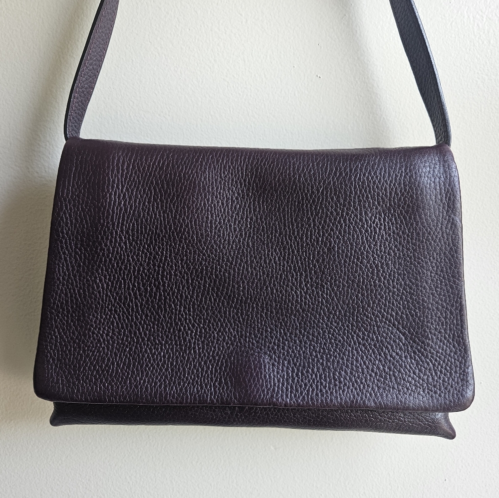 Shinola Dark Burgundy Pebble Leather Shoulder Bag